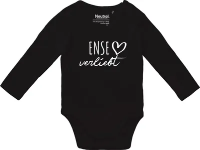 Produktbild von Huuraa Baby Body Ense verliebt 80 Black  Baumwolle Fairtrade Langarmbody Geschenkidee