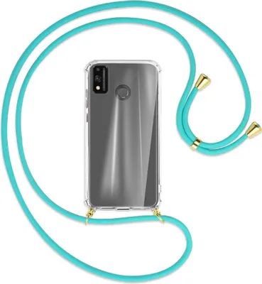Produktbild von Handykette Backcover-Schutzhülle mit Band (Metall goldfarben) für Honor 9X Lite - türkis