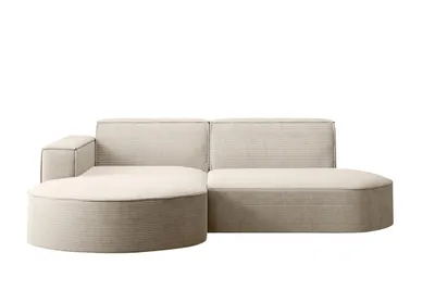 Produktbild von Kaiser Möbel Ecksofa mit runden Abschlüssen aus Cordstoff – MODENA STUDIO, modernes Sofa, Beige Links