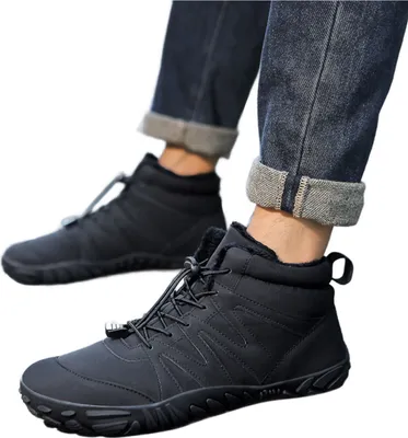Produktbild von Barfußschuhe Winter Warm Gefüttert Winterschuhe für Herren & Damen, Winterstiefel, Schwarz, Größe: 43
