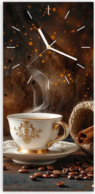 Produktbild von Wanduhr aus Glas mit Motiv Kaffee Und Zimt- 30 x 60 cm - inkl. Aufhängesystem