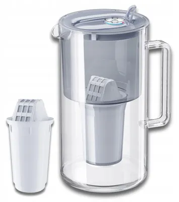 Productafbeelding van Aquaphor Nord, glazen waterfilterkan, 2,5 liter, met filterpatroon A5 (350 liter), grijs