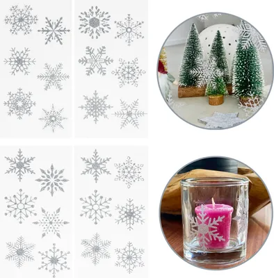 Produktbild von Oblique Unique 24 Schneeflocken Schnee Sticker Fenster Aufkleber Winter Deko Weihnachtsdeko selbstklebend - silber