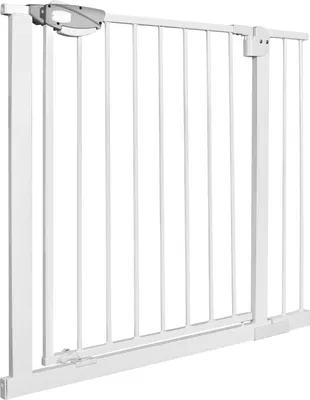 Produktbild von LZQ zábrana na schody, dvojitý zámok, extra bezpečná kovová zábrana na dvere, biela, 85-95 cm, zábrana na dvere | 90° doraz | automatické zatváranie