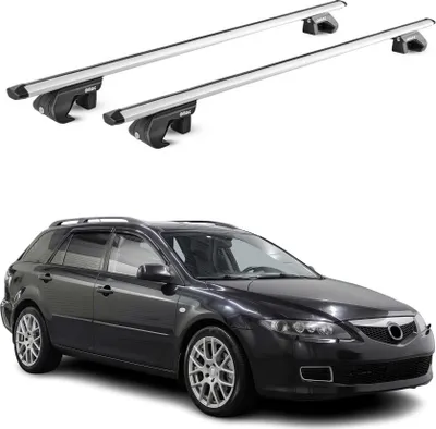Image de Barres de toit Barres de base pour Mazda 6 break 2002-2008 90 kg Aluminium argenté 2 pièces ABE