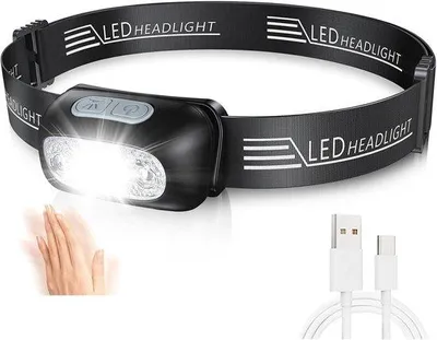 Imagen del producto de Lámpara LED - Recargable - Sensor de movimiento - 4 niveles de brillo - Resistente al agua - Ideal para correr, senderismo, camping, pesca, manualidades