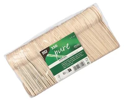 Produktbild von PAPSTAR Kaffeelöffel Holz "pure", 11 cm, umweltfreundlich und stabil | Folie (250 Stück)