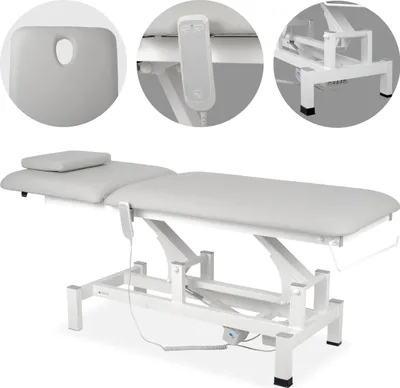 Produktbild von Habys Fortis 2 | Elektrische Therapieliege Massageliege | Höhenverstellbare  2-Segmente | Handfernbedienung  Hellgrau-Weiß  | 182 x 68 cm