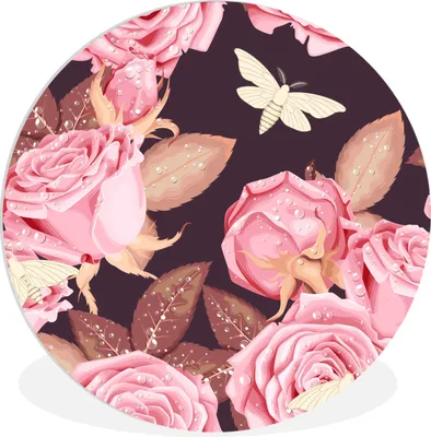 Produktbild von MuchoWow® Rundes Wandbild - Runde Bilder Rosen - Blumen - Rosa Ø 60 cm Kreis Wanddekoration Kunststoff - Wandkreis - Wandschmuck - Wand Kreis - Das Schlafzimmer - Die Bilder - Wandmalerei - Kunst für das Haus - das Plastik