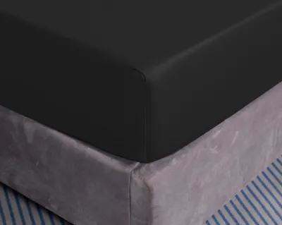 Produktbild von Spannbettlaken 160x200 - Schwarz - Aus Hochwertiger Baumwolle - Waschbar - Zusätzliche 25 cm am Gummiband