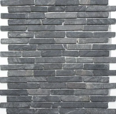 Produktbild von Mosani MOS40-0125_f, Mosaik, Marmor, Schwarz, Indoor, Rechteck, 305 mm