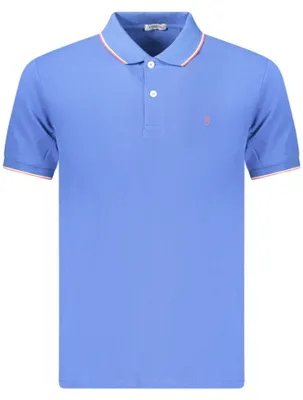 Produktbild von Herren Kurzarm-Poloshirt Blau mit Kontrastdetails und Stickerei