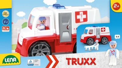 Produktbild von Lena TRUXX Krankenwagen mit Zubehör, LKW, Ambulance, 2 Jahr(e), Kunststoff, Rot, Weiß