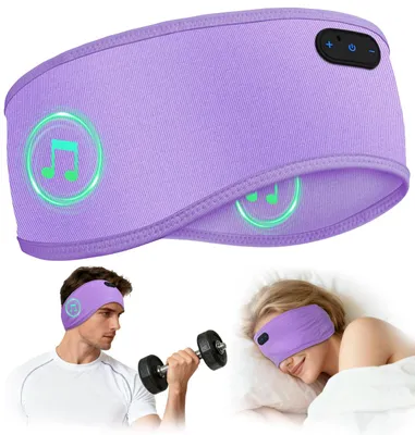 Produktbild von Schlafkopfhörer Stirnband Bluetooth Bambus für Schlafen Sport Lila