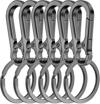 Produktbild von Sechs-Pack Karabinerhaken-Set Schwarz für Schlüsselhänger und Rucksäcke