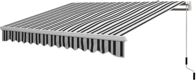 Produktbild von Balkonmarkise / Cassettensonnenschutz – UV-beständig, manuell mit Kurbel, Aluminium & Polyester, wetterfest, für Balkon, Terrasse und Fenster – 395×245×350 cm – Weiß
