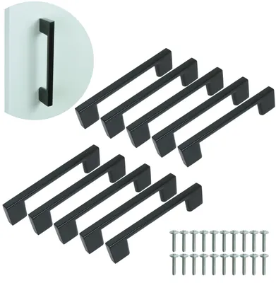 Produktbild von 10x Möbelgriff Wide, Schwarz, 160 mm, inkl. Schrauben
