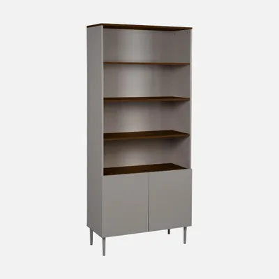 Produktbild von sweeek - Regal, Bücherregal Metall und Holzdekor mit 6 Ebenen B 80 cm - Grau