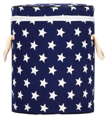 Productafbeelding van Opbergmand - Speelgoedmand - Kledingmand - Organizer - Deksel - Sterren - Handvatten - Blauw