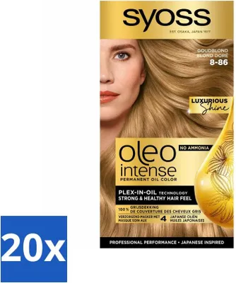 Immagine prodotto di SYOSS - Oleo Intense 8-86 Biondo Scuro Dorato - Colore per capelli - Senza ammoniaca - Copertura grigia - Colore a lunga durata - Confezione risparmio - 20 pezzi