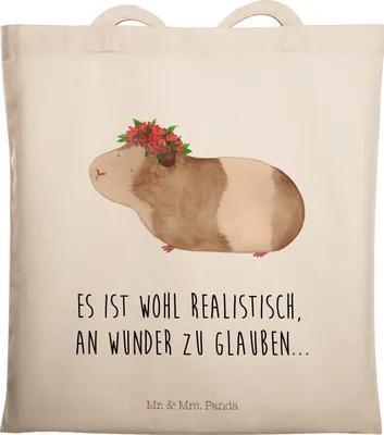 Produktbild von Mr. & Mrs. Panda Stoffbeutel Meerschweinchen Weisheit - Transparent - Geschenk, Motivation, festivaltasche, Lustige Sprüche, Beutel, Wunder, Spruch, Tote Bag, Tasche