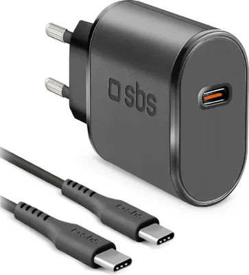 Produktbild von SBS Reiselader 15W USB-C schwarz + USB-C Kabel