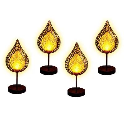 Produktbild von 4x Solar Metall Tischleuchte Tischlampe Balkon Garten Tisch Leuchte Lampe Solarleuchte Solarlampe