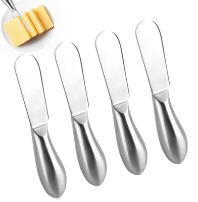 Buttermesser-Set, 4 Stück, Edelstahl, 13,3 cm, silber