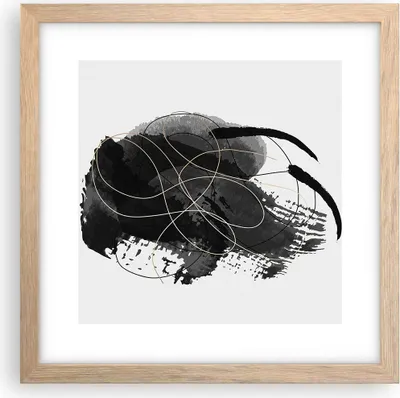 Produktbild von Gerahmtes Poster - Rahmen in heller Eiche - Abstraktion Schwarz Flecken - 30x30 cm - Wand Bild - Wanddeko - Wandbilder - Kunstposter - Wandposter - Bilderrahmen - Bilder - Kunstdruck - P2NAC30x30-4368