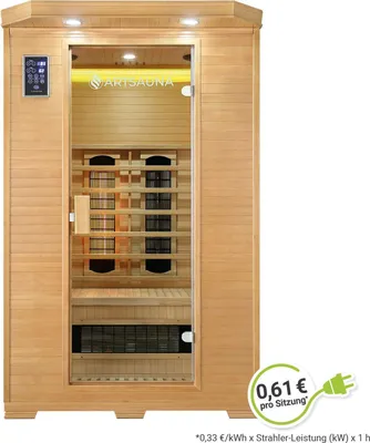 Produktbild von Artsauna Infrarotkabine Oslo - Infrarotsauna mit Triplex-Heizsystem & LED-Farblichttherapie für 2 Personen - Wärmekabine 120x100 cm aus Hemlockholz