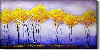 Produktbild von Wandbild Leinwand Bilder mit Uhr Geräuschlos 60x30 Bäume malen Abstrakte Kunst - weiße Hände