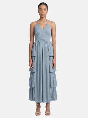 Produktbild von Roberta Rossi Langes Damenkleid Neckholder mit freiem Rücken und Lagen Marrone UNICA VS 92-Brown