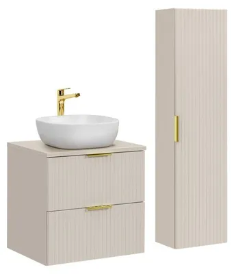 Produktbild von Badezimmer-Set NOXERA 60 cm – Kongo-Braun – Waschbecken + hängender Schrank