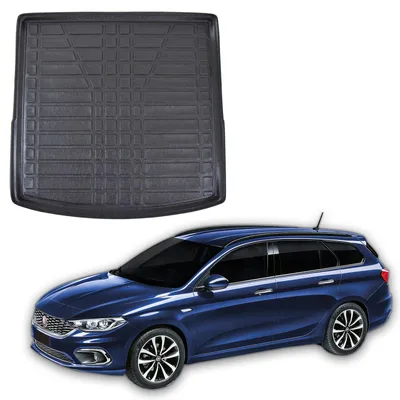 Produktbild von SCOUTT | Kofferraumwanne Laderaumwanne Kompatibel mit Fiat Tipo 5D Kombi ab 2015, mit Hoher Rand, Kofferraum-Schutzmatte, Geriffelt, Aufrollbar, Schwarz
