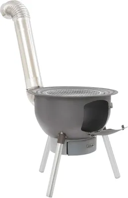 Zdjęcie produktu dla Wielofunkcyjny piec do spalania drewna ze stalowej konstrukcji, wyposażony w ruszty do grillowania. Przenośny piec do spalania drewna, piec kempingowy, piec do gotowania i grillowania, idealny na kemping, pikniki i inne aktywności na świeżym powietrzu. Wymiary: 48 x 52 cm