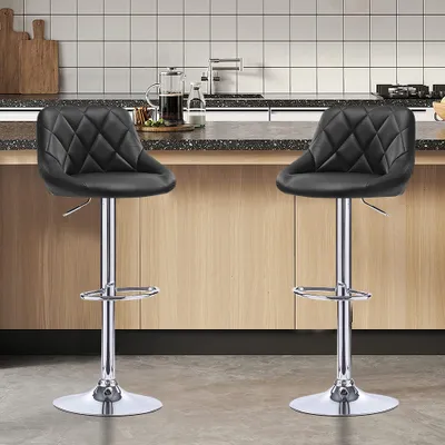 Produktbild von 2er Set Barhocker,höhenverstellbarer Barstuhl 360° drehbarer Tresenhocker Polsterhocker mit Kunstleder für Küche/Bar/Salon/Esszimmer,Schwarz