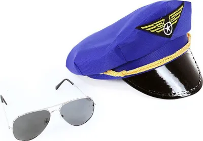 Produktbild von Set Pilotenmütze mit Brille für Erwachsene