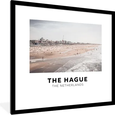 Produktbild von MuchoWow® Gerahmtes Poster Den Haag - Niederlande - Strand 40x40 cm - Poster mit Schwarzem Bilderrahmen Wandposter Rahmen Foto Bilder - Poster - Plakat im Rahmen