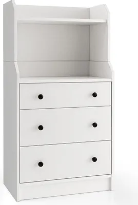 Produktbild von Kommode mit 3 Schubladen & Ablageflächen & Kippschutz Schubladenschrank Weiß
