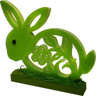 Produktbild von Grüner Deko-Hase auf Holzständer - Ostern 20 x 20 x 3 cm
