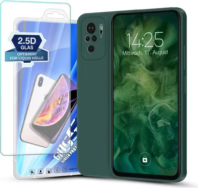 Produktbild von Hülle für Xiaomi Redmi Note 10 mit 9H Displayglas Displayschutz Plus Case Cover Bumper Silikon Softgrip Schutzhülle Farbe: Grün