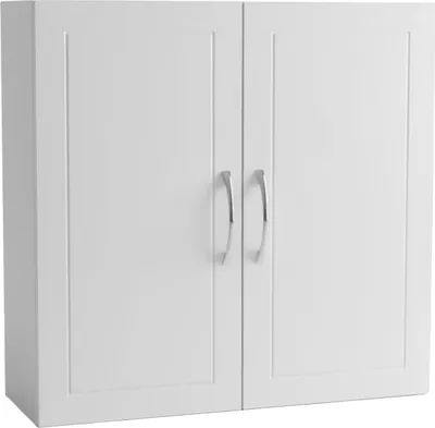 Produktbild von Relaxdays Hängeschrank Bad, 2 verstellbare Einlegeböden, HxBxT: 60 x 60 x 18 cm, Landhausstil, Wandschrank, weiß/silber