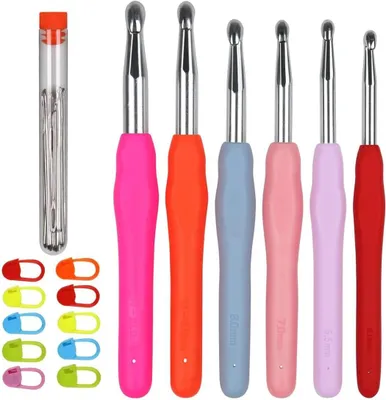 Produktbild von Häkelnadelset 0,5-10 mm, 6 Häkelnadeln, ergonomisches Design, für Häkeln