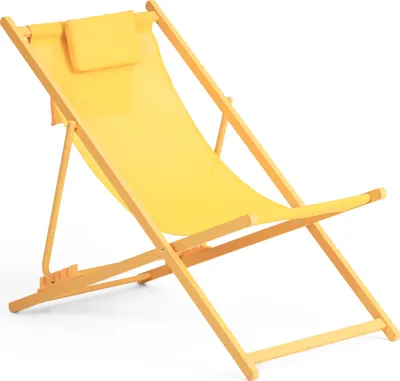 Zdjęcie produktu dla Składany leżak plażowy VG-8051, stal, żółty, 97-101 x 61,5 x 81-92 cm
