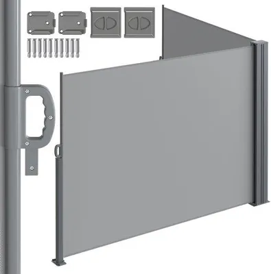Obrázek produktu pro Výsuvná markýza – 160 × 600 cm – srolovatelná – do zahrady – na kempování – šedá