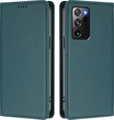Image de Étui en cuir pour Samsung Galaxy Note 20 Ultra, étui à rabat magnétique en cuirPolyuréthaneavec support, vert