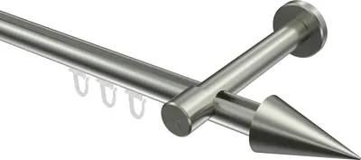 Produktbild von Interdeco Innenlaufstange / Gardinenstange mit Innenlauf Edelstahl-Optik, Typ Prestige Savio (Kegel), 20 mm Ø 1-läufig, 480 cm