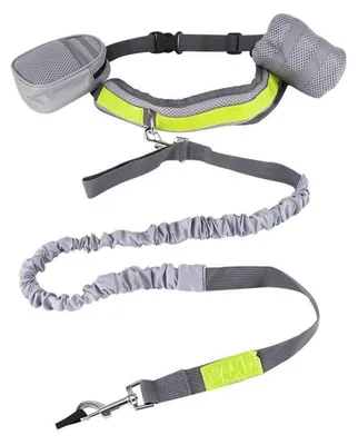 Image de Laisse mains libres pour chien, avec 2 poches de rangement, idéale pour l'entraînement et la course à pied