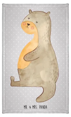 Produktbild von Mr. & Mrs. Panda Handtuch Otter Bauch - Grau Pastell - Geschenk, voll Gefuttert, Sportmuffel, Gäste-WC, Satt, frottierhandtuch, Seeotter See, Zufrieden, Frotteetuch