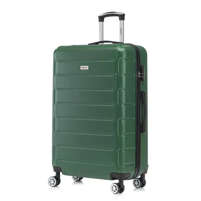 Produktbild von Koffer Trolley Reisekoffer Suitcase, Rollkoffer Handgepäck ,mit 4 Rollen 360°, Hartschalenreisekoffer, Zahlenschloss, Weicher Gummigriff L, Dunkelgrün